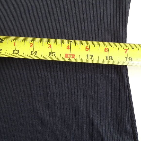 Cato Navy Blue Ribbed Top Shirt Womens Size L Floral Short Sleeve Round Neck - Picture 8 of 10